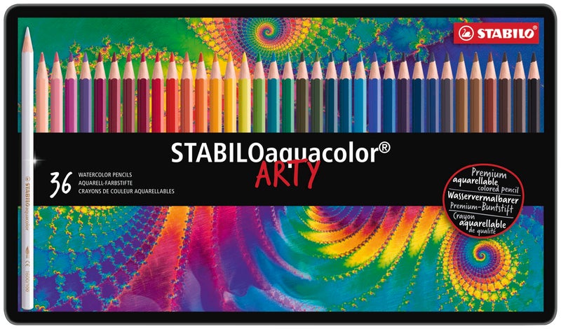 STABILO Aquarellable Coloring Pencil - STABILOaquacolor - Tin of 36 - Assorted Colors - Image 2